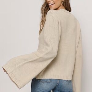 Tobi Cream Bell Flared Sleeve Sweater